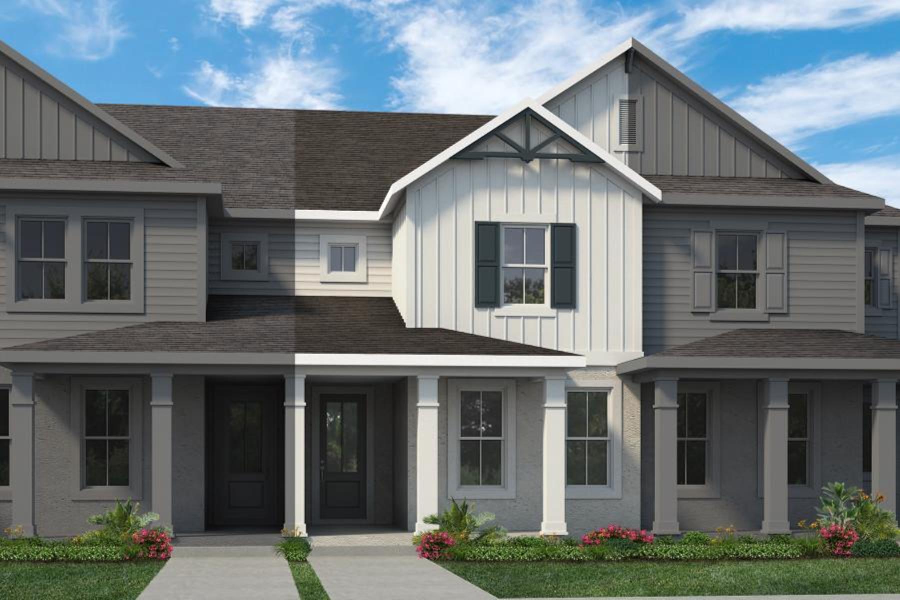 Edison Plan Exterior. Harvest at Ovation - Townhomes New Homes in Winter Garden, FL